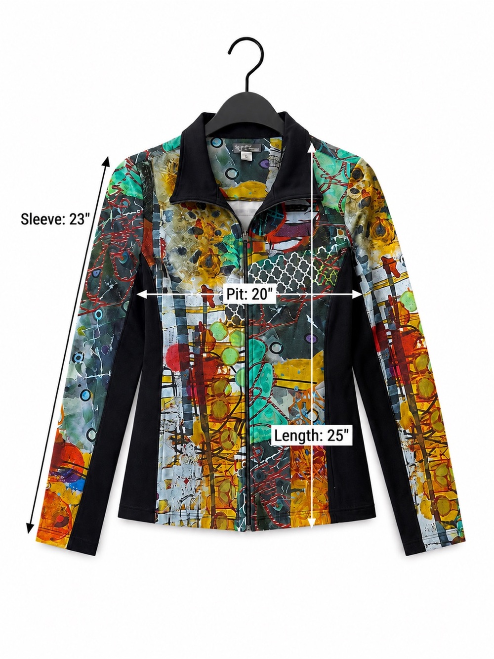 Art Simply Dolcezza Women M Abstract Print Zip Jacket Artsy Wearable Art - Picture 3 of 4
